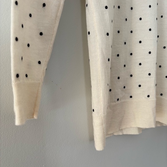J.Crew Merino Wool Polka Dot Sweater Cream Ivory Crewneck Lightweight Sz XS - Picture 3 of 9